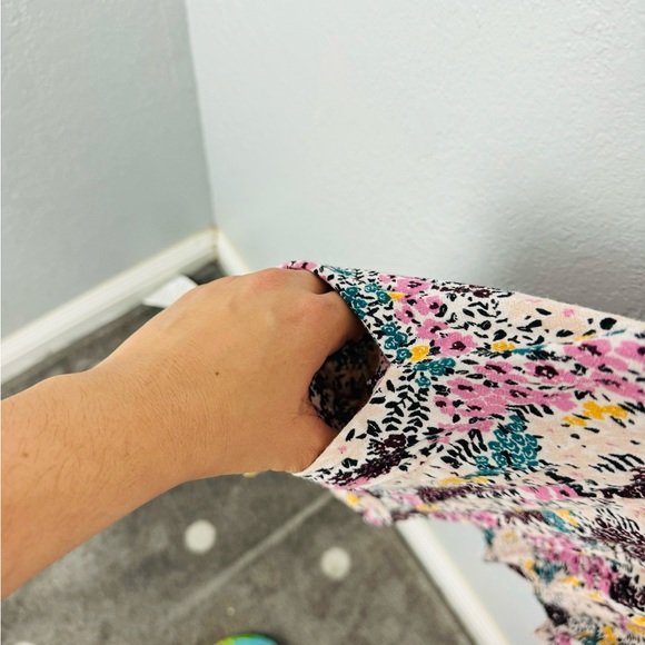 Free People Miss Right Cream & Purple Floral Print Mini Dress with Front Keyhole - Picture 9 of 12